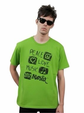 Brudstock 2017 Peace Love Music Lime Green Graphic Tee Tag XL Fits M